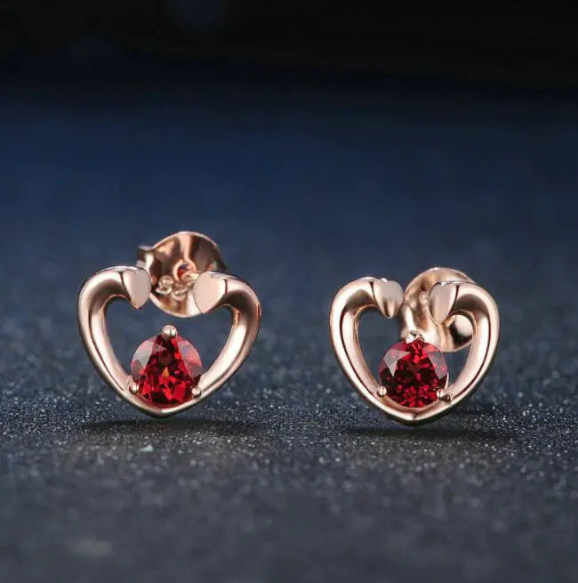 Aretes de gema en oro rosado de plata 925