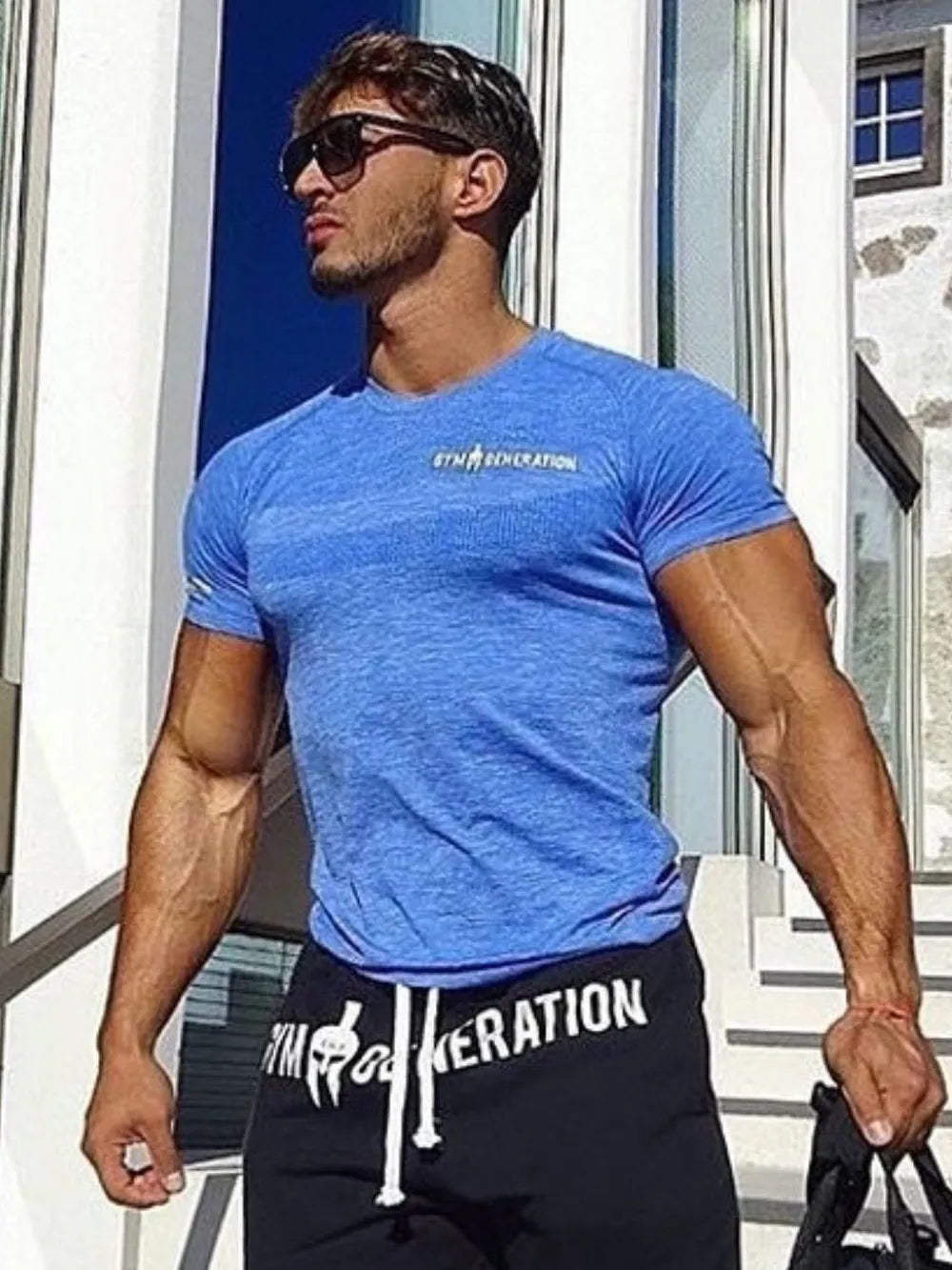 Camiseta de manga corta y cuello redondo de talla grande para hombre
