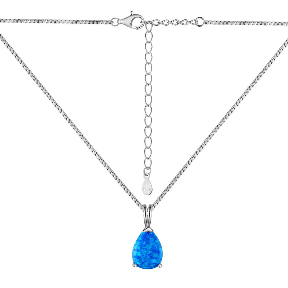 S925 Sterling Silver Opal Necklace