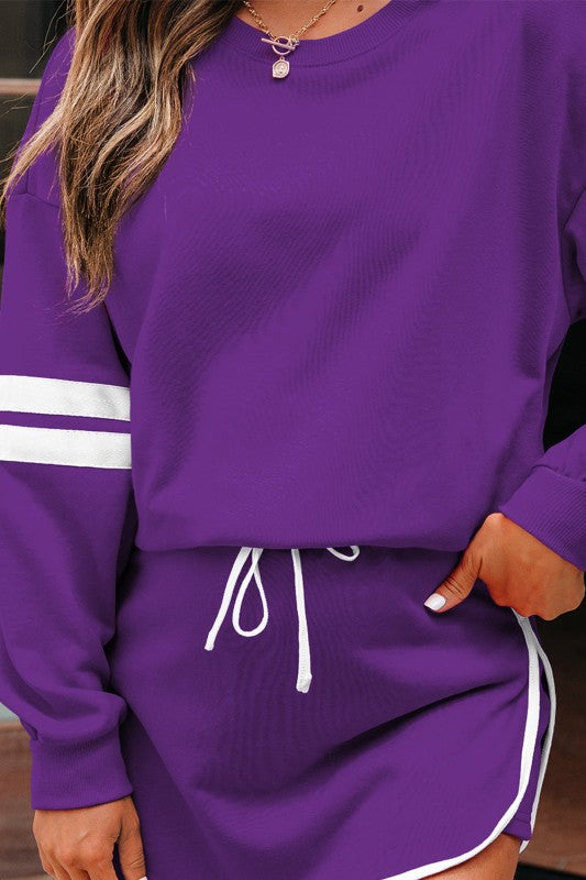 Conjunto de jersey y minifalda Varsity Stripe