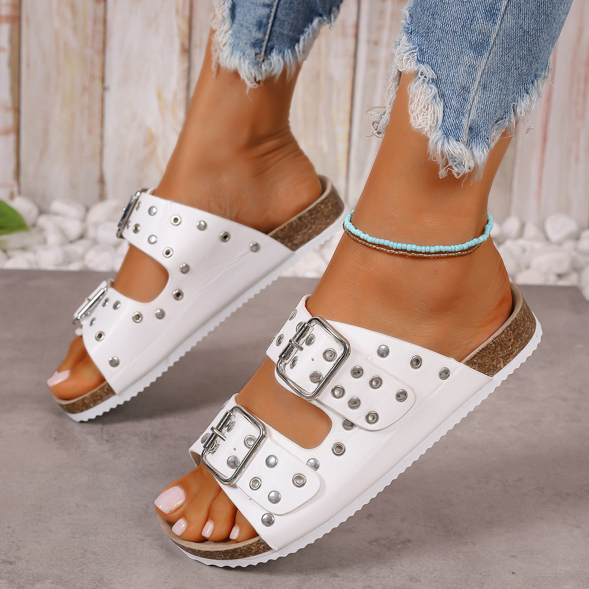 Women's Thick-soled Belt Buckle Slippers
