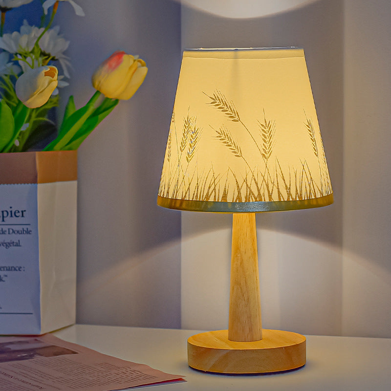 Simple Modern Creative LED Bedside Lamp Dimming Remote Control Solid Wood Small Table Lamp