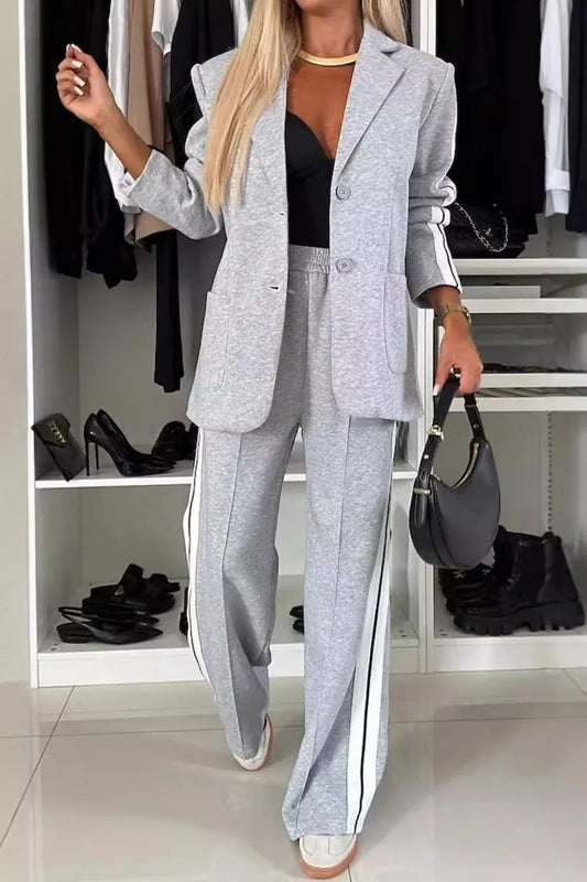 Conjunto de top y pantalón con solapas en contraste, talla grande