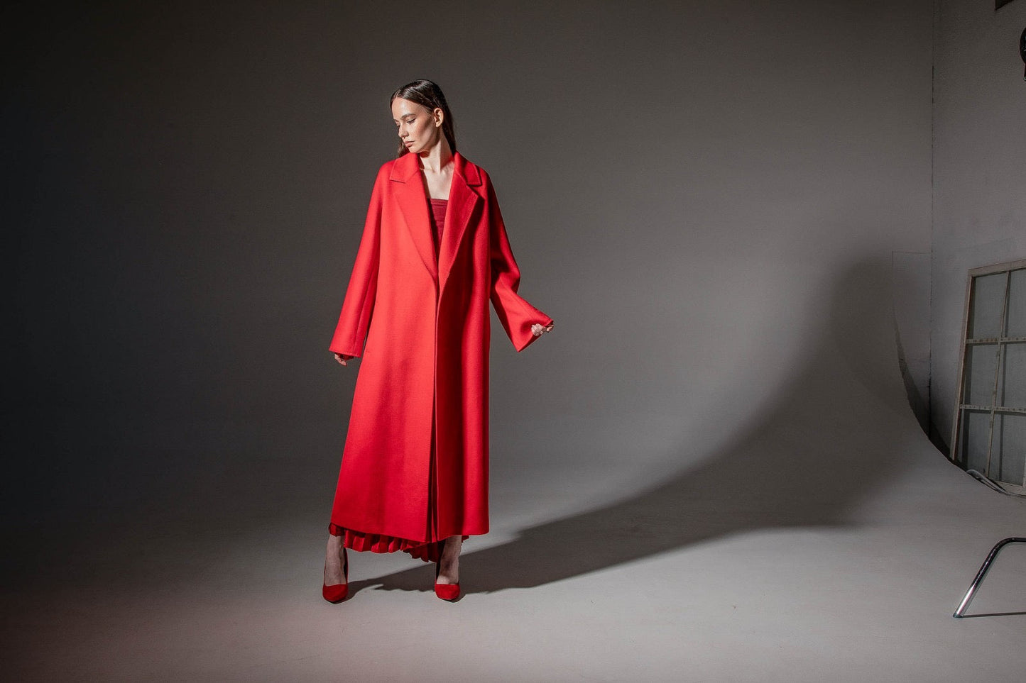 Abrigo Chester Premium de lana y cachemir en rojo Sicilia