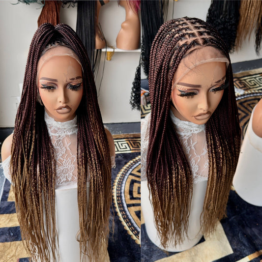 Trenzas sin nudos negras con puntas marrones de 20 pulgadas