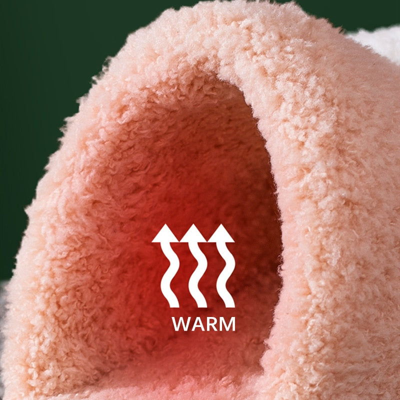 Zapatillas de invierno cálidas con piel para mujer, bonitas zapatillas de dormitorio con diseño de pata de gato, zapatos de felpa cálidos, antideslizantes para interior, zapatillas peludas para mujer