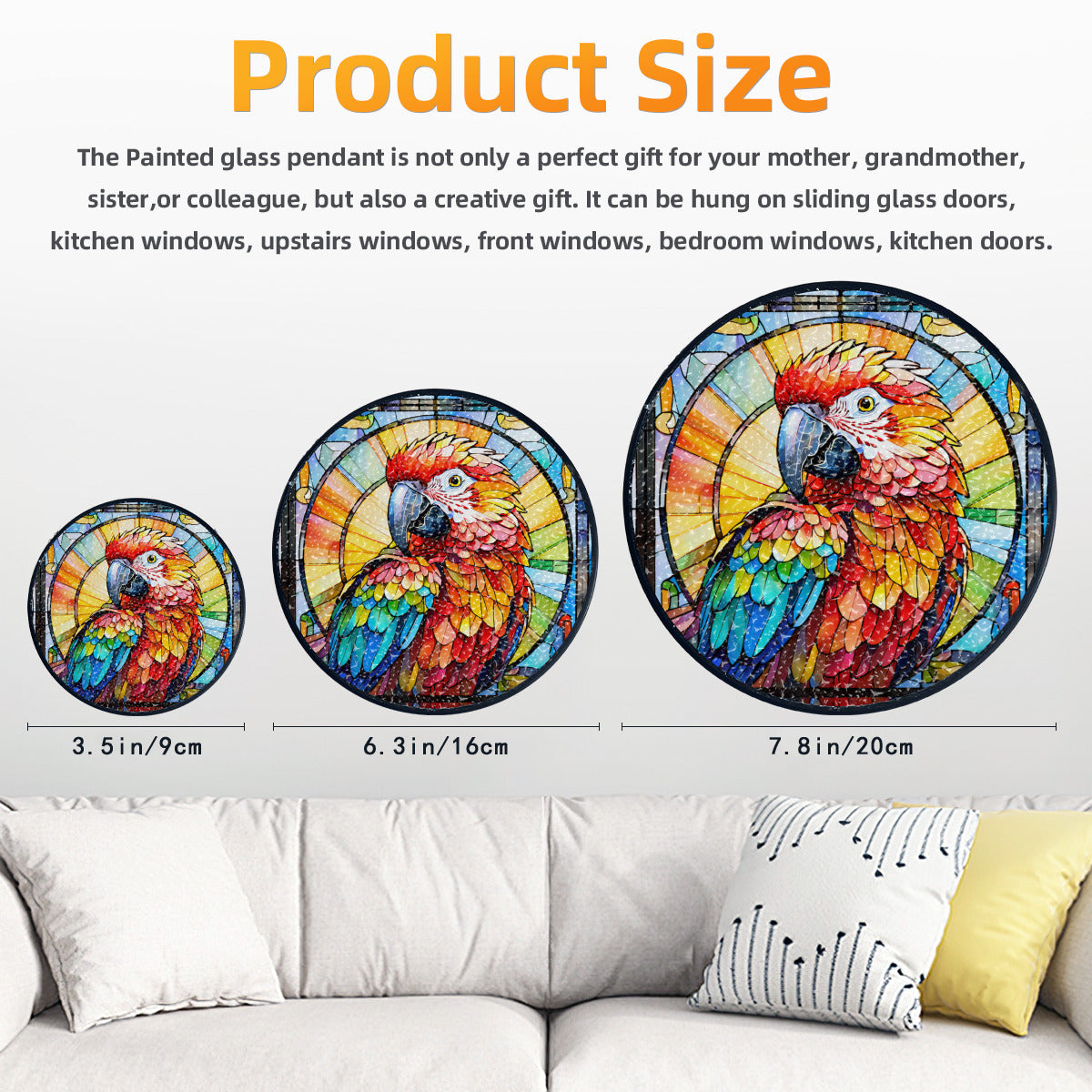 Stained Glass Colorful Bird Parrot Suncatcher Home Decor