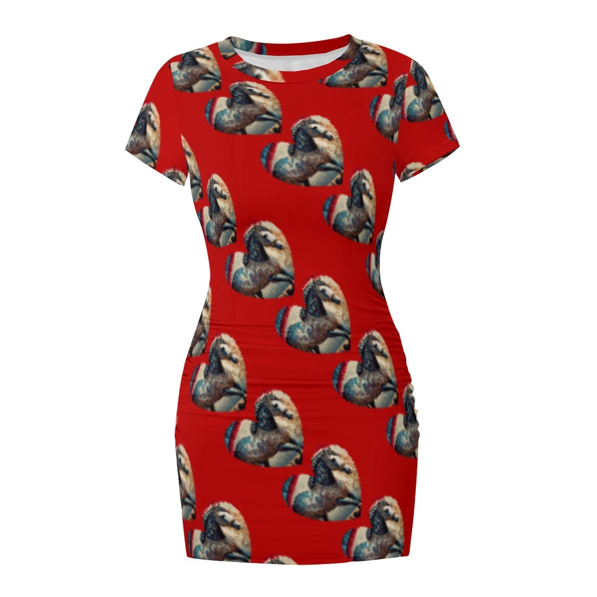 Bejeweled Horses in Hearts Bodycon Short Dress