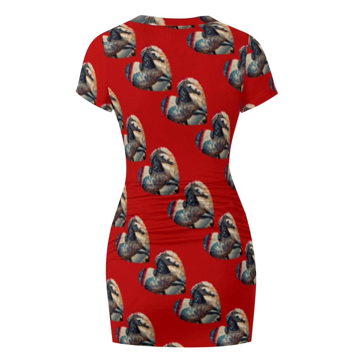 Bejeweled Horses in Hearts Bodycon Short Dress
