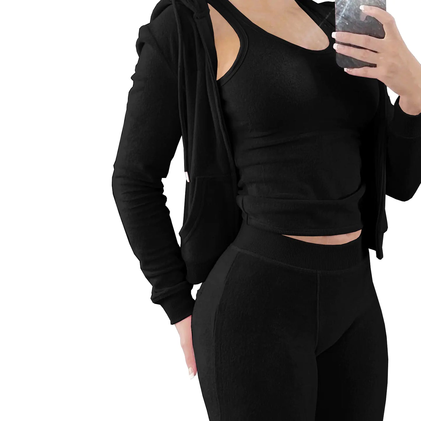 HR8235 Women's Autumn Winter Hooded Vest Set