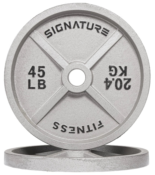 Signature Fitness Deep Dish 2-Inch Olympic Cast Iron Weight Plates