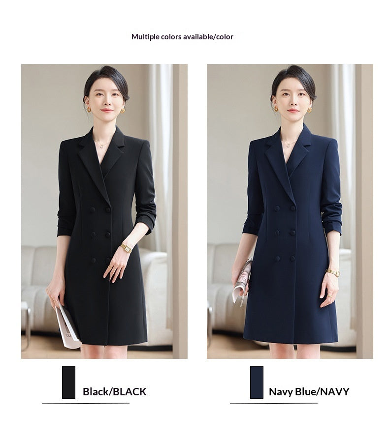 Stretch Midi-length Long-sleeve Suit Dress