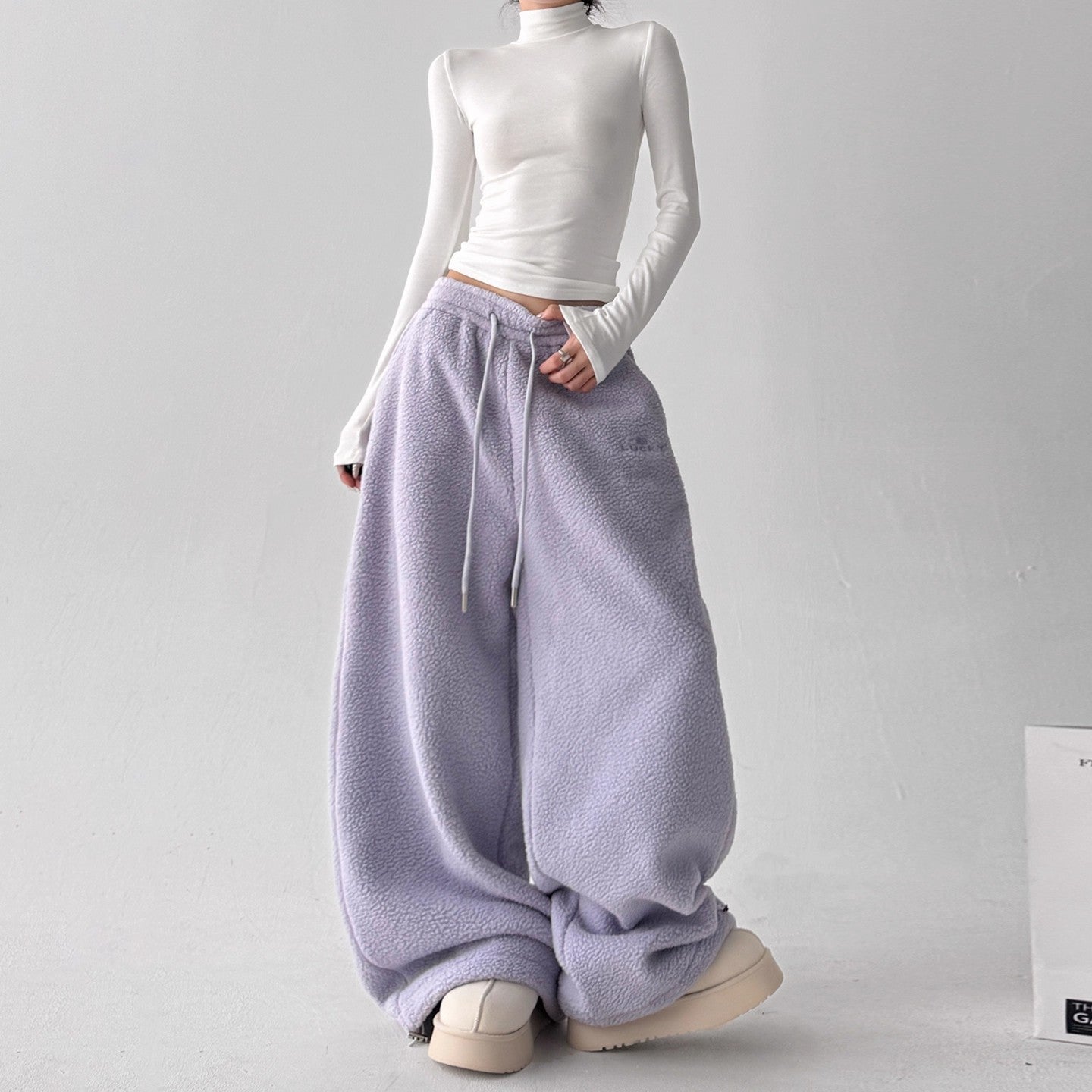 Womens Casual Loose-fitting Warm Extended-length Pants See size chart under “more details”
