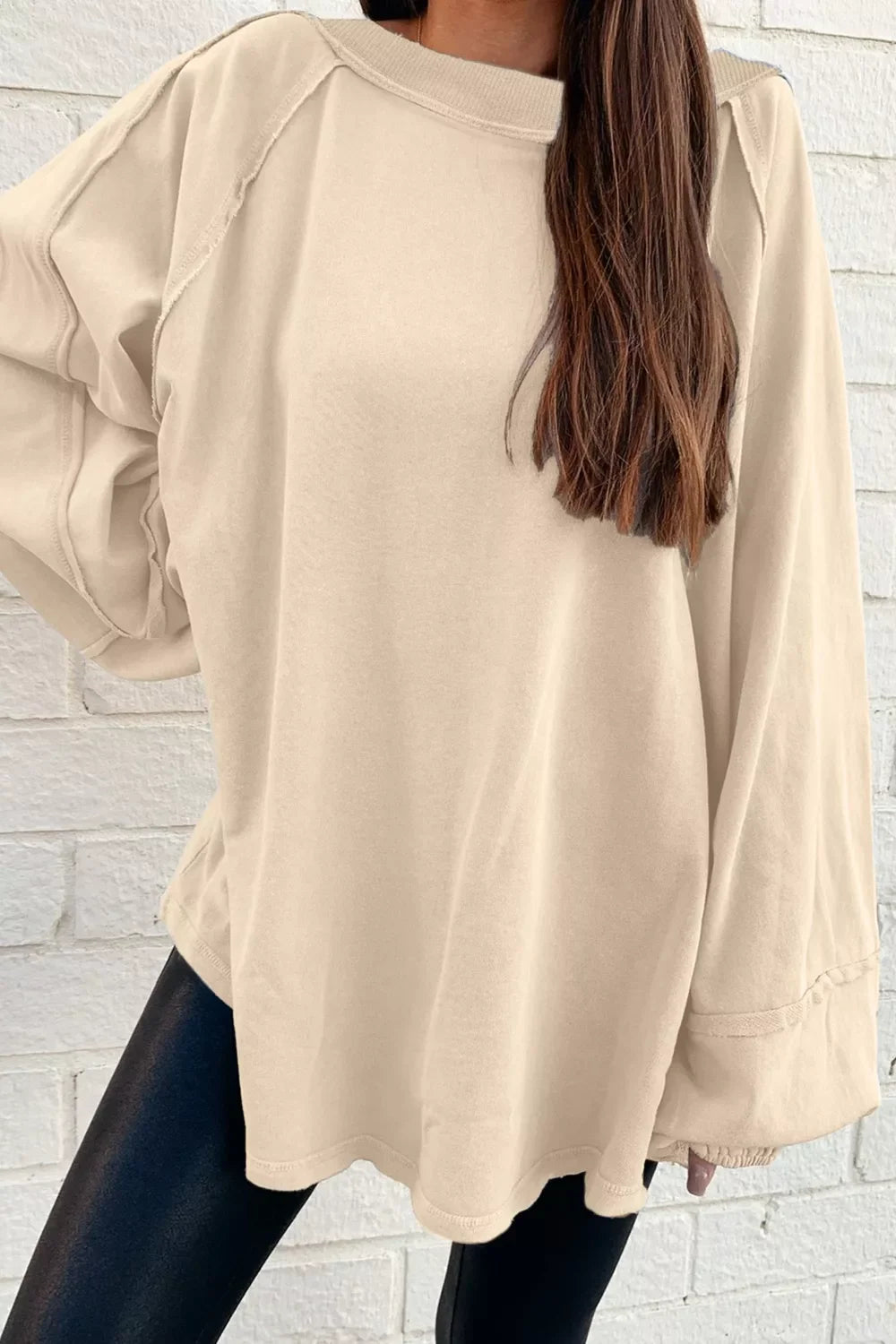 Sudadera extragrande de cuello redondo y manga larga