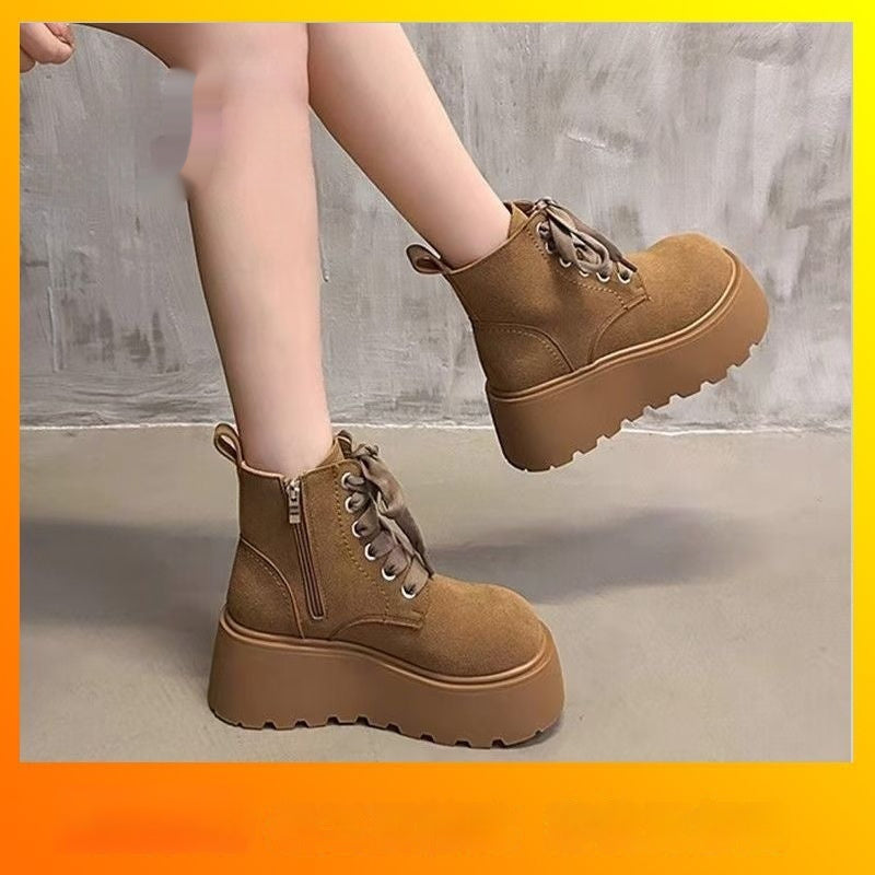 Botines de Mujer con Suela Gruesa y Cordones – Estilo Vintage