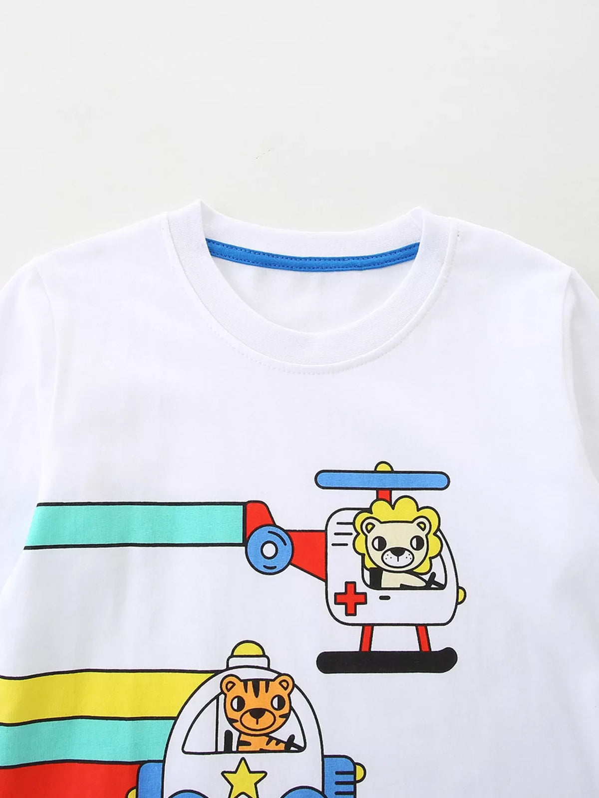 Children's Cartoon Vehicle Print Long Sleeve T-Shirt