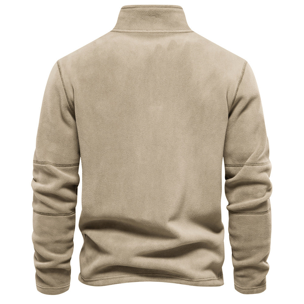 Sudadera con cremallera de cuello alto, forro polar, estilo casual de invierno, para hombre