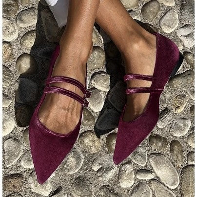 Women's Pointed-Toe Buckle Flats