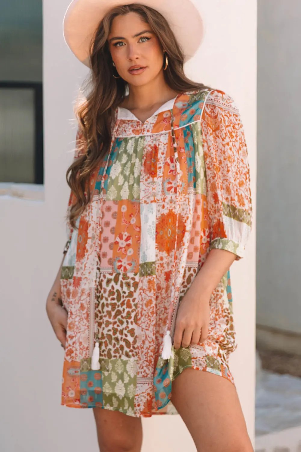 Dresses Love Salve Orange Paisley Dress Women's Daily Chiffon Loose Fit Spring Dress