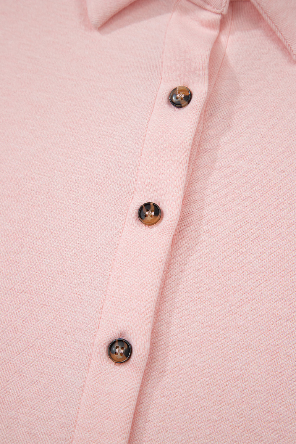 Conjunto de descanso de 3 piezas de top corto, pantalón corto y cárdigan en rosa claro