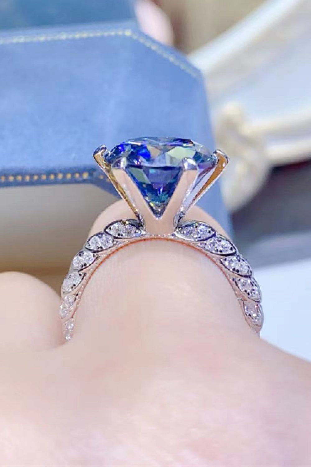 Anillo de Plata de Ley 925 con Moissanita de 5 Quilates