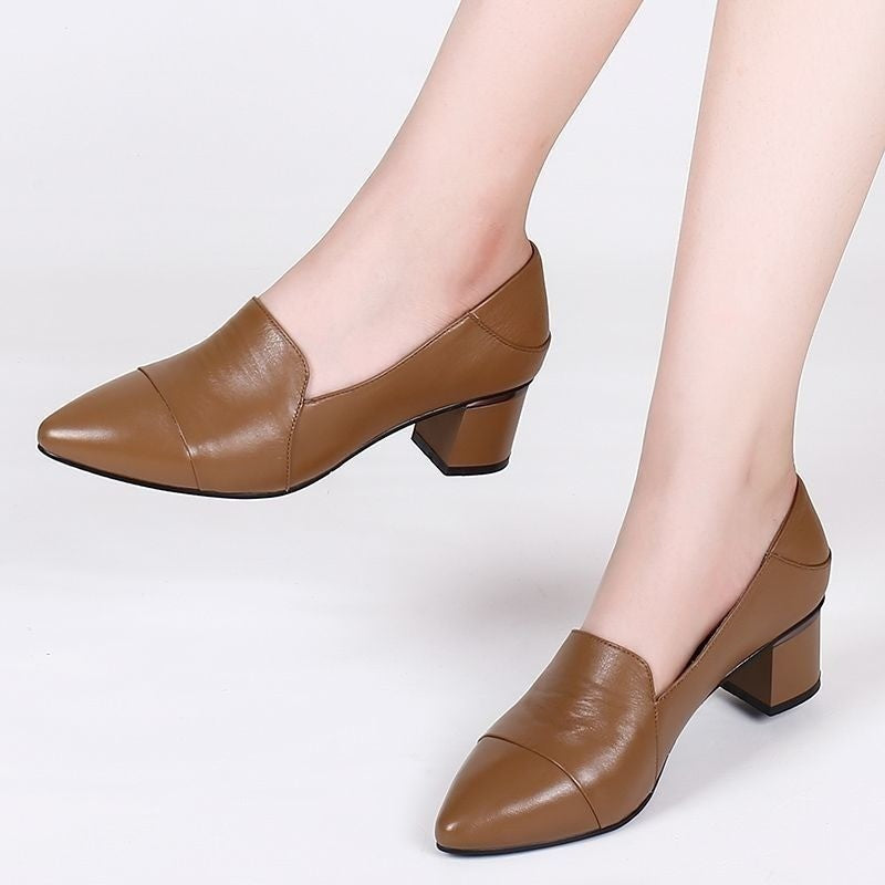Women's Pointed-Toe Block Heel Flats