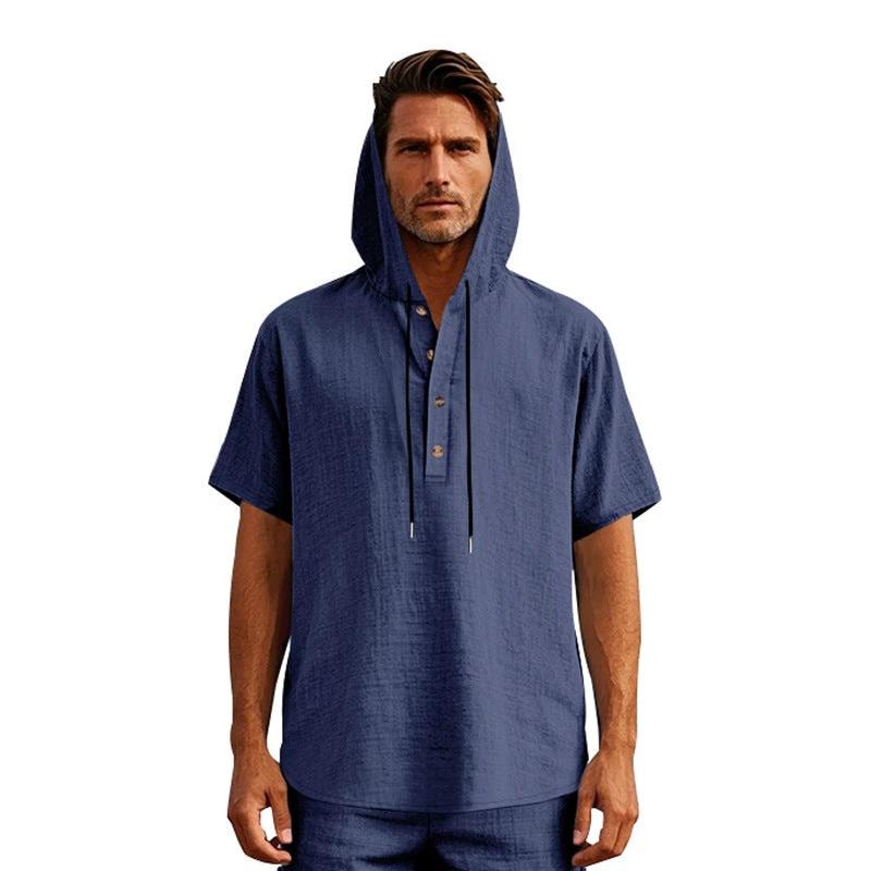 European And American Linen Short-sleeved Men's T-shirt Simple