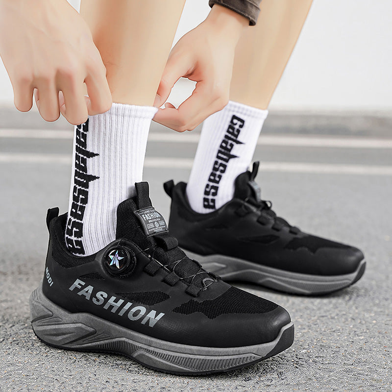 2026 New Summer Sports Shoes For Teen Boys, Rotating Buckle Ultra Light Shock Absorbing Soft Sole Casual Running Sneakers For Students
