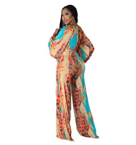 Casual Straight-leg Printing Jumpsuit