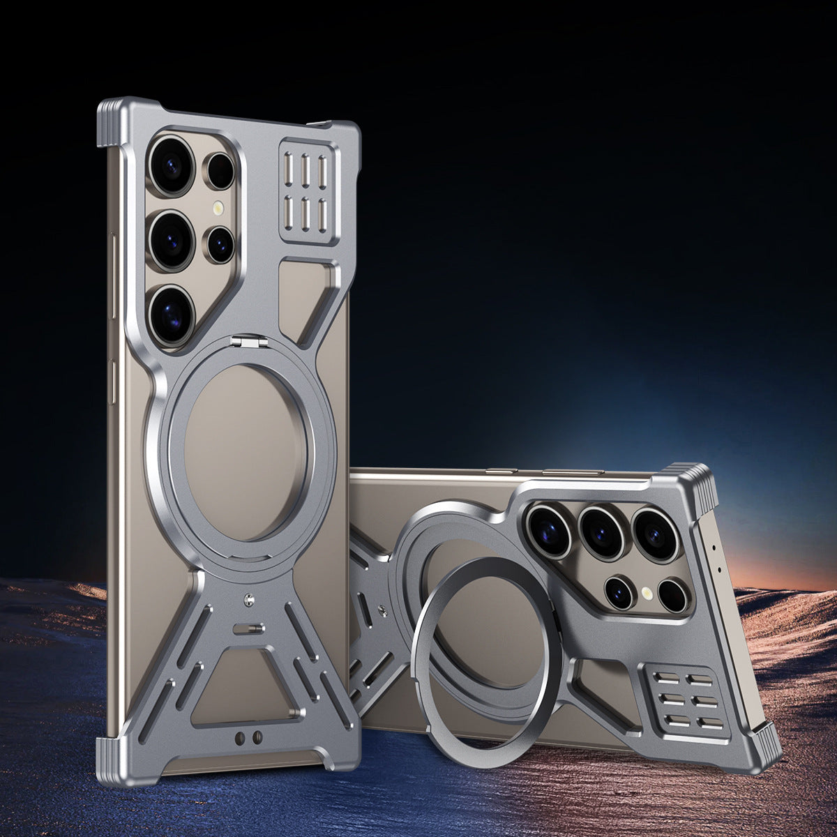 Rotating-stand Heat-dissipating Metal Drop-proof Phone Case