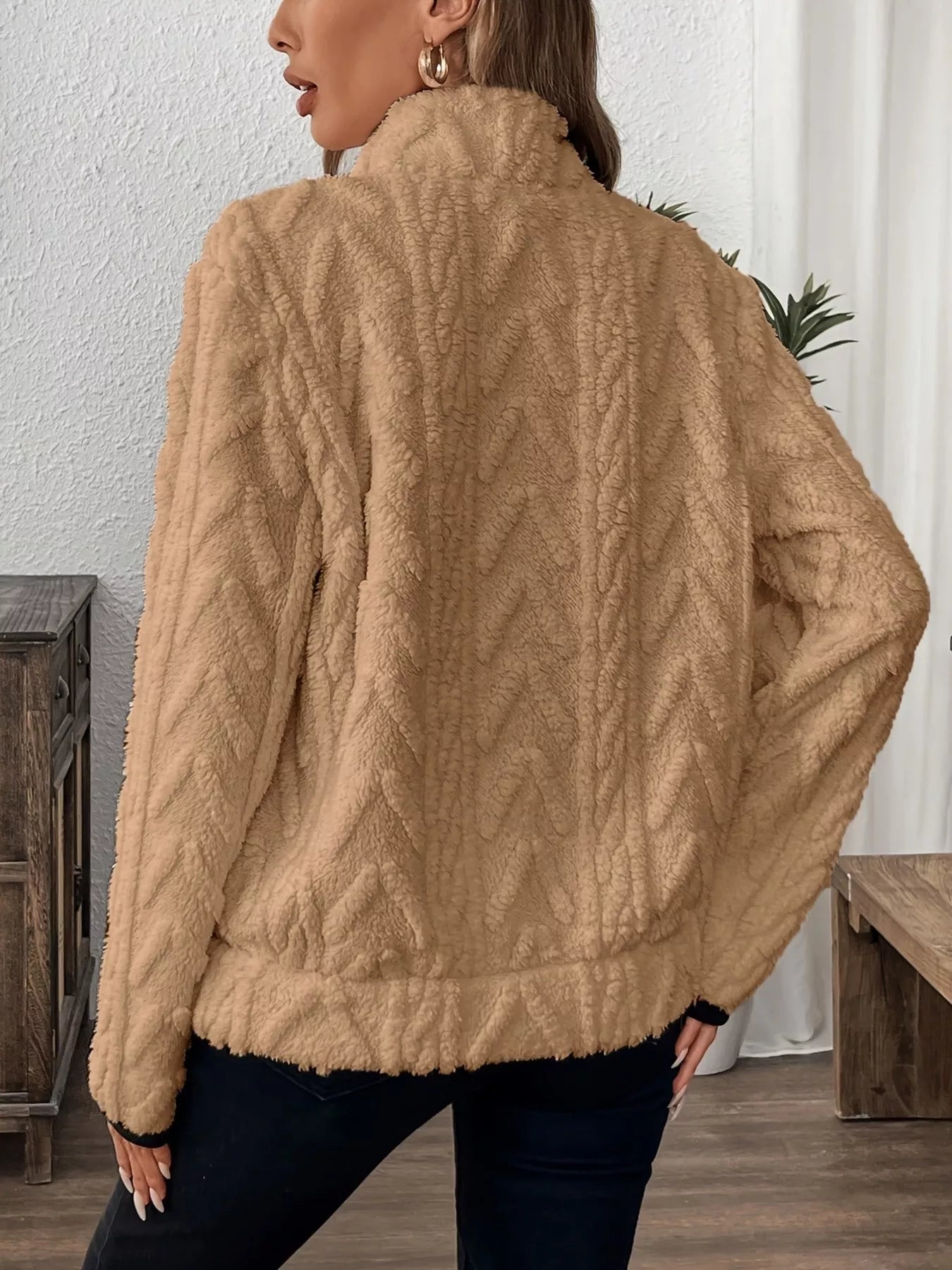 Sudadera polar de media cremallera de talla grande