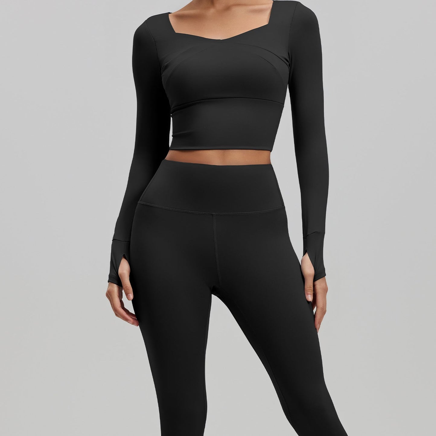 Spring And Summer Spliced Yoga Long-Sleeved Set