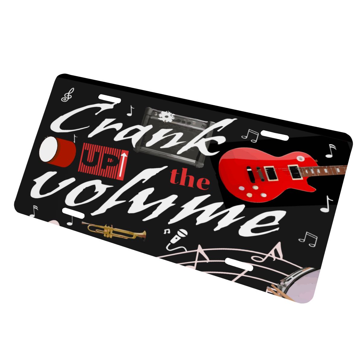 Crank Up the Volume Music Black Aluminum License Plate (Made in USA)