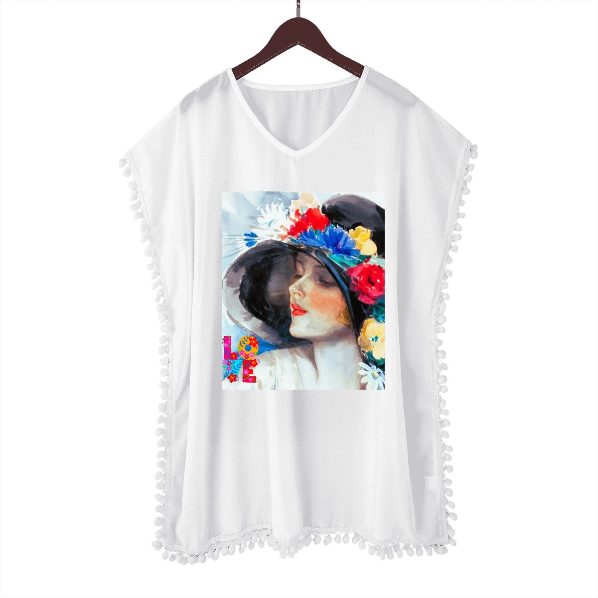 Women's Fashionable Lady Floral Elegance Chiffon Beach Coverup (Made in USA)