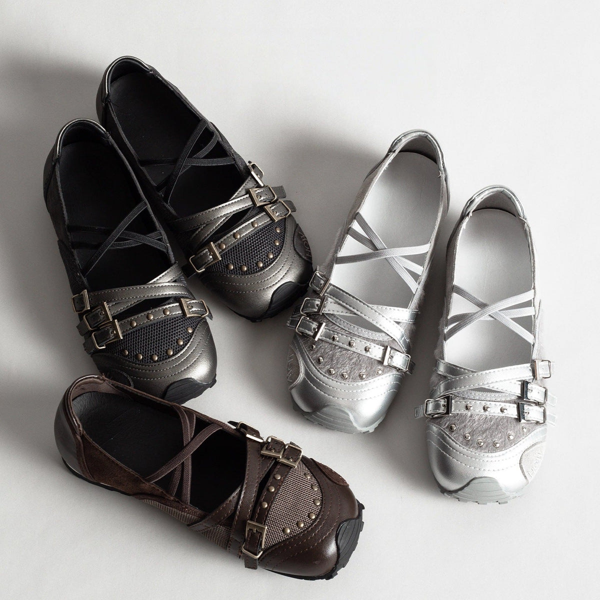 Women's Niche Retro Belt Buckle Sports Mary Jane Flats
