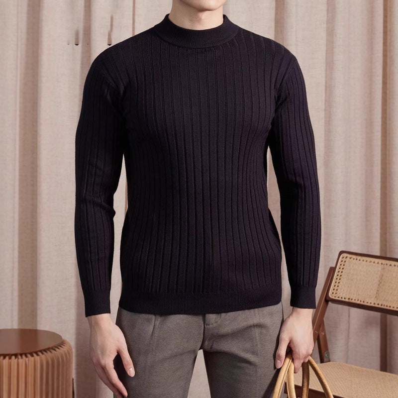 Pullover Textured Mock-neck Sweater For Men