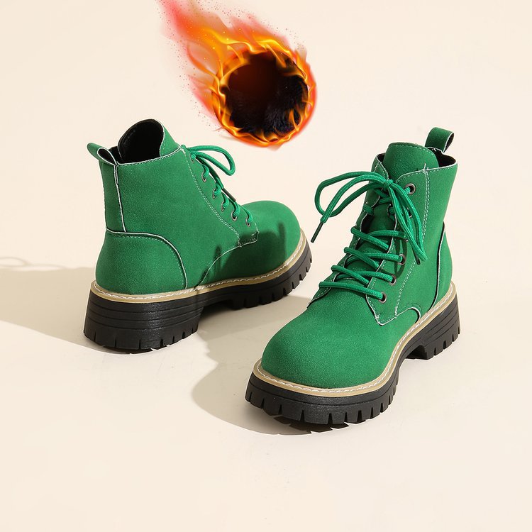 Botines de mujer de ante con cordones y forro polar | Botas de invierno cómodas