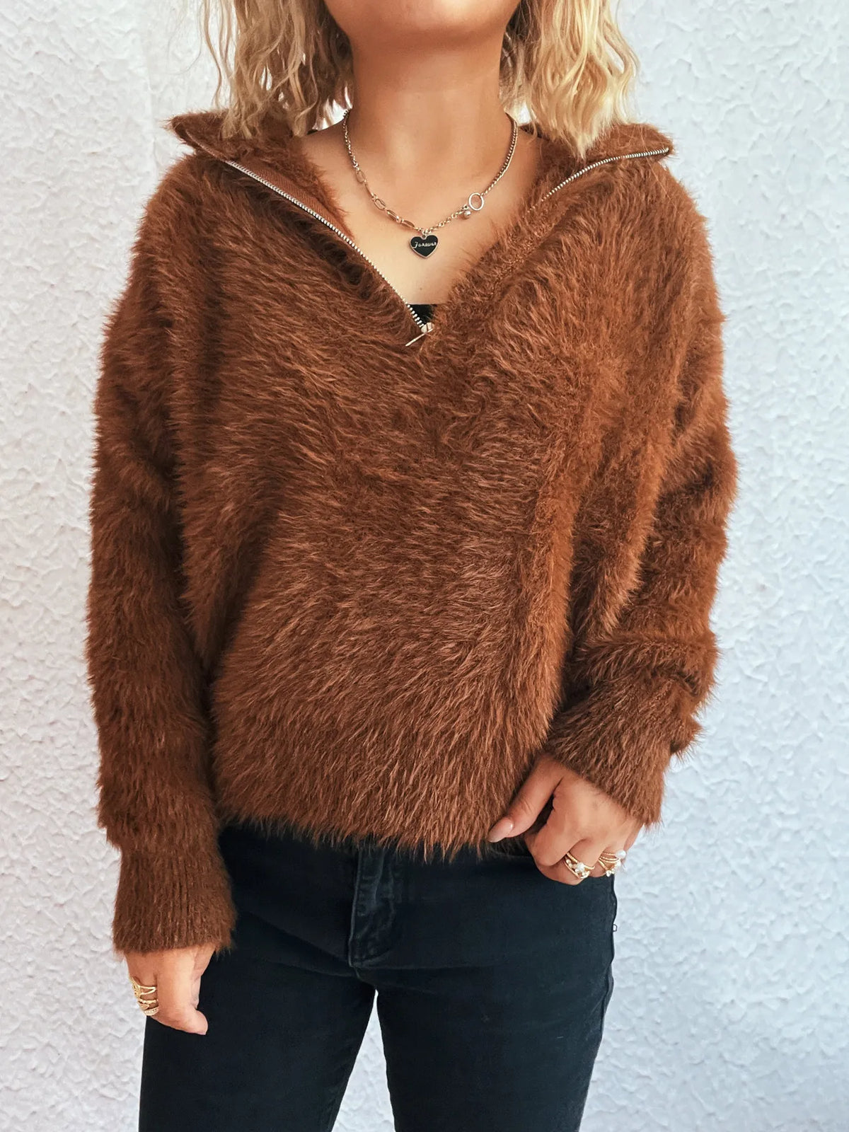 Cozy Fuzzy Half-Zip Sweater