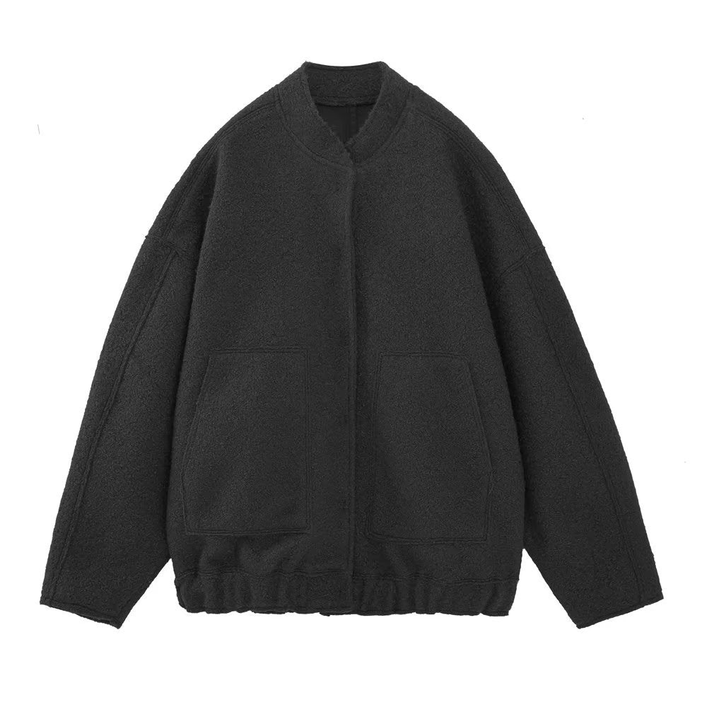 Women's Pocket Loose Bomber Jacket Coat