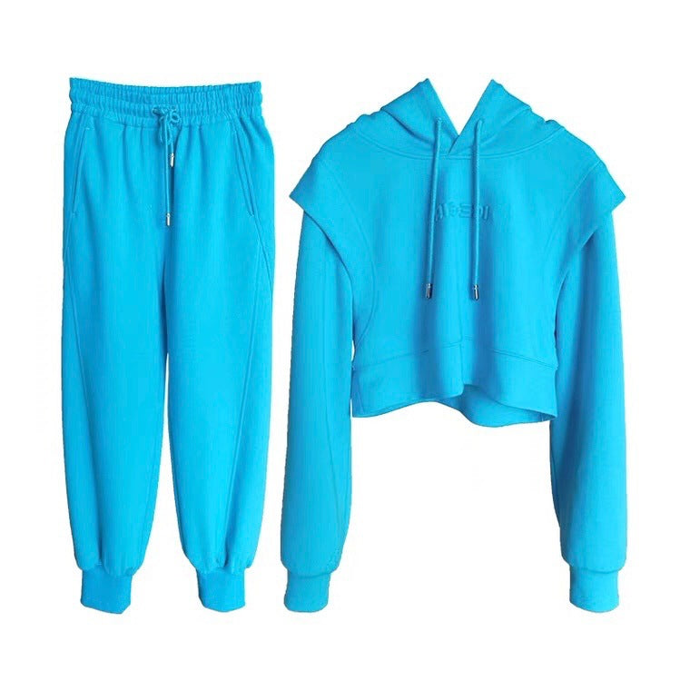 Hooded Sweater Waist Waist Casual Pants Sportswear Suit Women