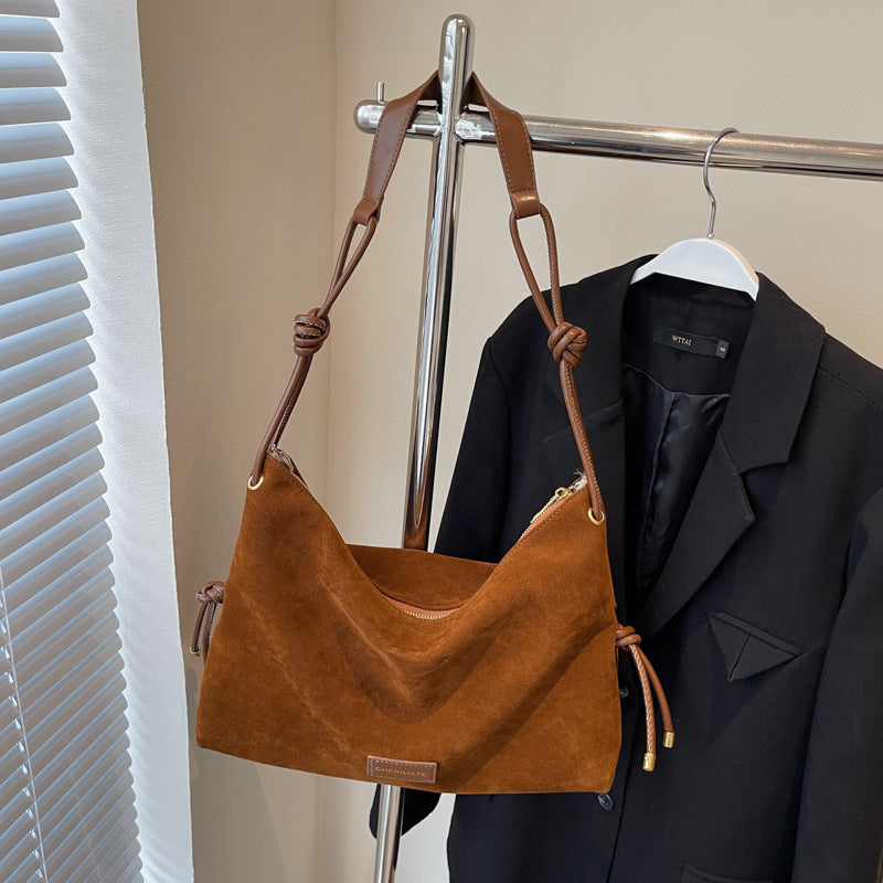 Women's Retro Frosted Leather Maillard Color Crossbody Bag