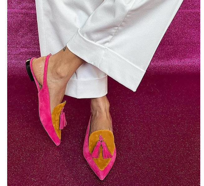 Women's Pointed Low-Heel Slingback Sandals