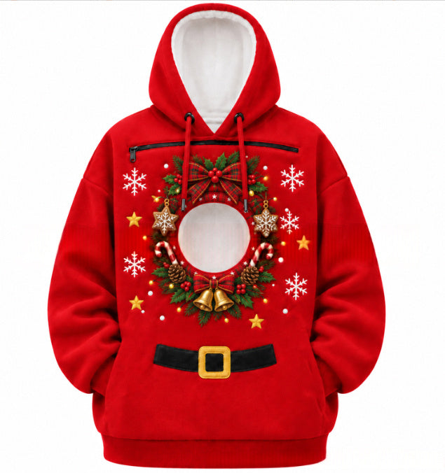 Unisex Christmas Pet Pocket Long Sleeve Sweatshirt