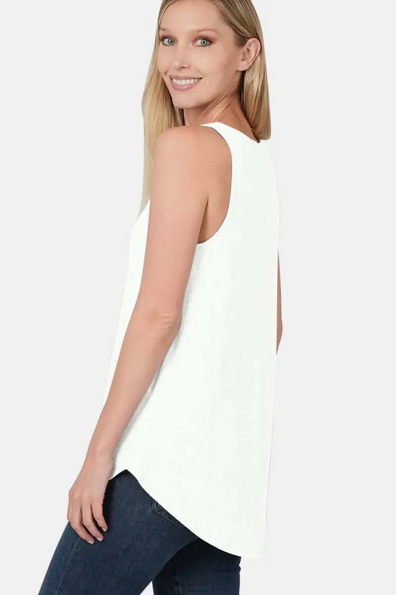 Trendsi Tank Top Curved Hem Sleeveless — Casual Wear