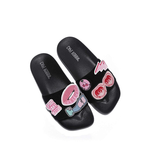 Sandalias con parches removibles - Negro