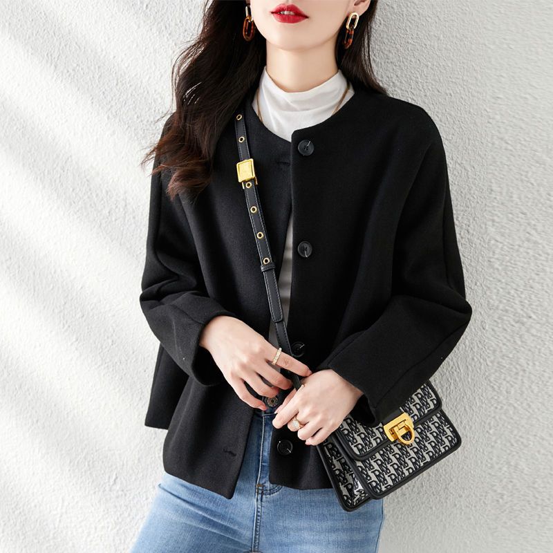 Solid-color Wool Coat For Women