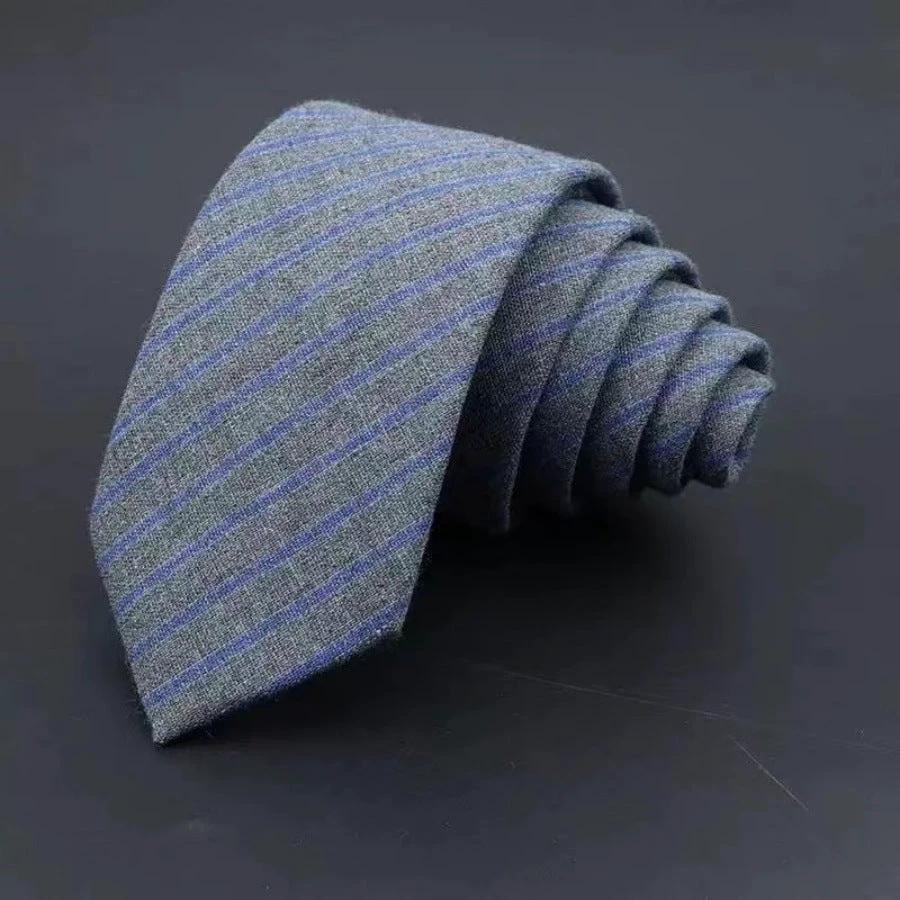 Men's Thickened Sanded Fabric Striped Solid Color Cotton Tie