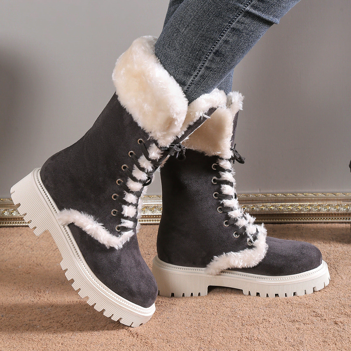 Women's Furry Warm Mid-Calf Snow Boots