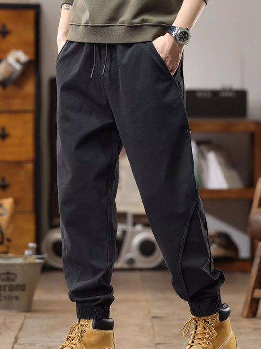 Pantalón jogger con cordón de ajuste talla grande para hombre