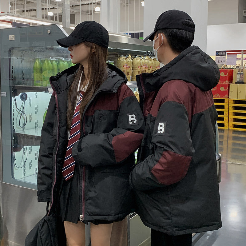 Korean Style Winter Couple Workwear Cotton-padded Jacket Loose Hooded Fashion Casual